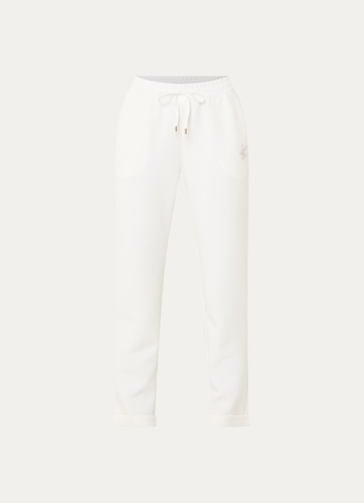 Liu Jo Mid waist tapered fit cropped joggingbroek met logo - voorkant 3 wit