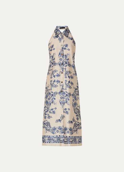 Liu Jo Midi blousejurk met bloemenprint - voorkant beige