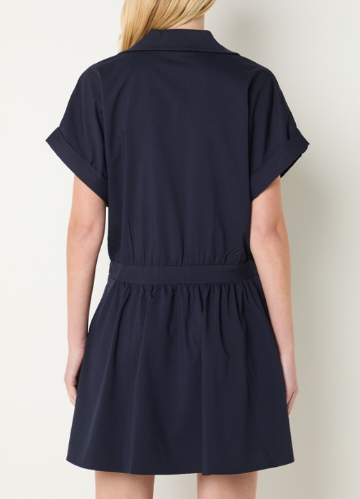 Liu Jo Mini A-lijn tuniekjurk met ceintuur in bambooblend - achterkant 2 donkerblauw