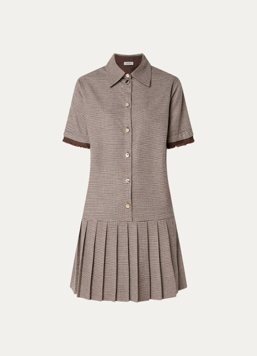 Liu Jo Mini blousejurk met pied-de-poule dessin - voorkant 3 bruin