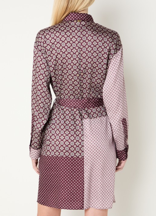 Liu Jo Mini blousejurk met strikceintuur en print - achterkant aubergine