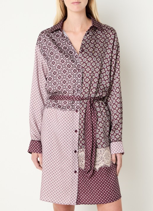 Liu Jo Mini blousejurk met strikceintuur en print - detail 2 aubergine