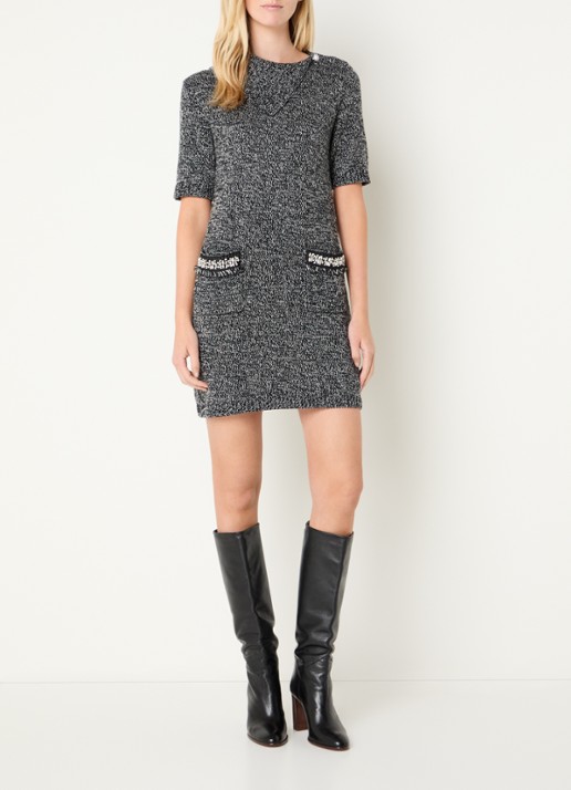 Liu Jo Mini jurk in wolblend met opgestikte zakken - voorkant 2 zwart