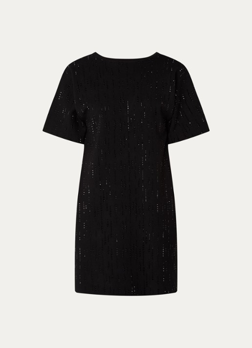 Liu Jo Mini jurk met boothals en strass - voorkant 3 zwart