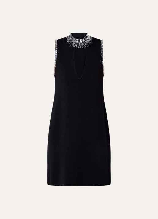 Liu Jo Mini jurk met strass en cut-out detail - voorkant zwart