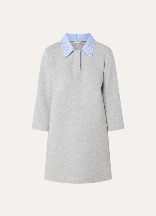 Liu Jo Mini trui-jurk met afneembare kraag - voorkant grijsmele