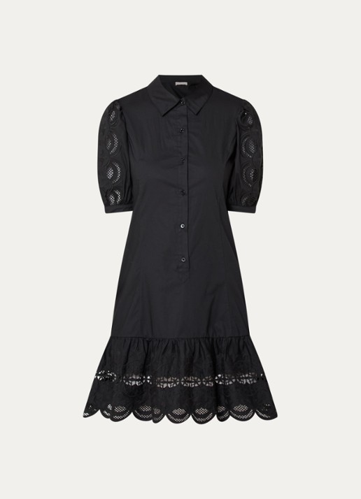 Liu Jo Mini tuniekjurk met broderie - voorkant 3 zwart