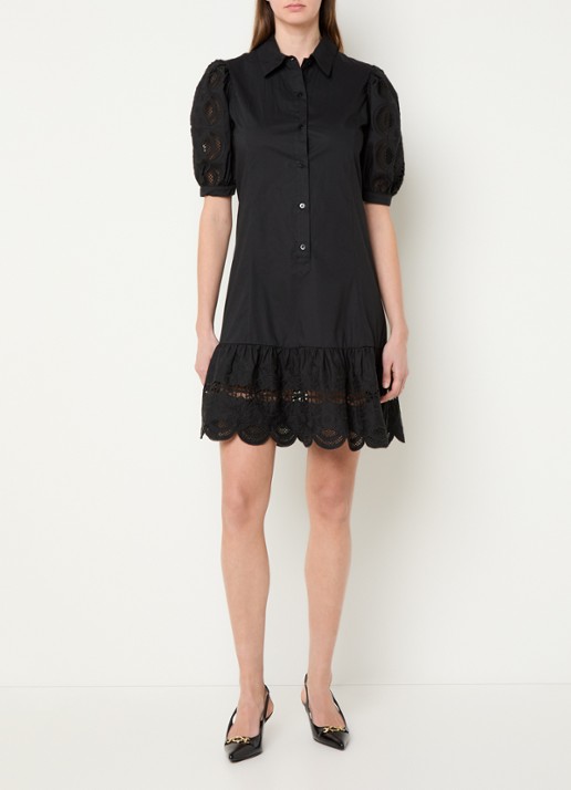 Liu Jo Mini tuniekjurk met broderie - voorkant 4 zwart