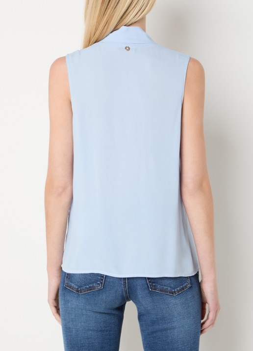 Liu Jo Mouwloze top met knoopdetail - achterkant 3 lichtblauw