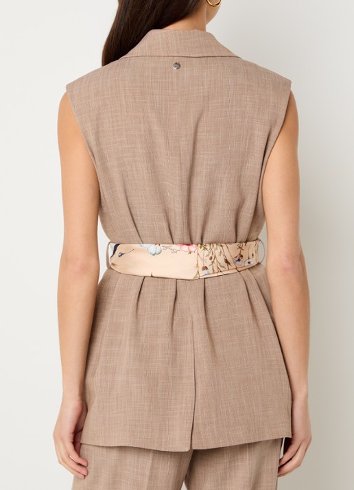 Liu Jo Oversized gilet met strikceintuur en klepzakken - achterkant lichtbruin
