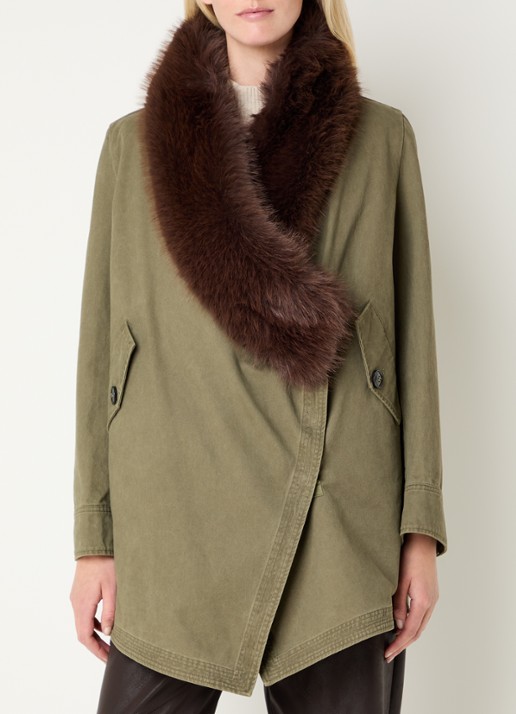 Liu Jo Parka met imitatiebontkraag en steekzakken - detail 4 mosgroen