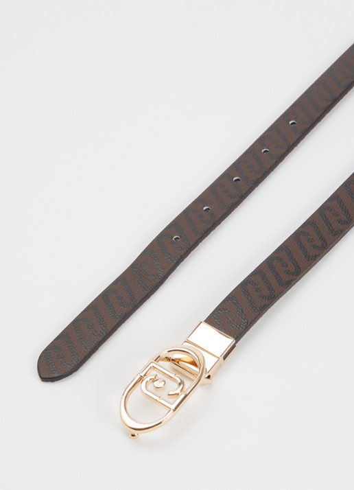 Liu Jo Reversible riem met logoprint  - detail hazelnootbruin