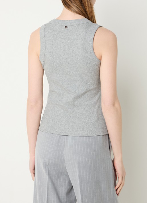 Liu Jo Ribgebreide tanktop met strass - achterkant 4 grijs