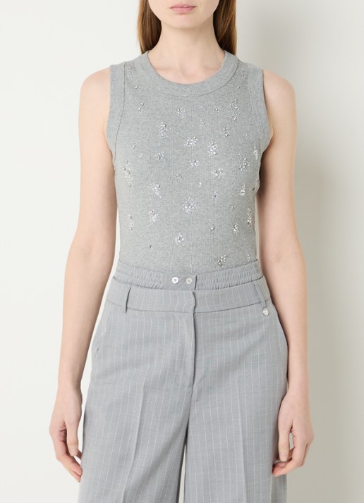 Liu Jo Ribgebreide tanktop met strass