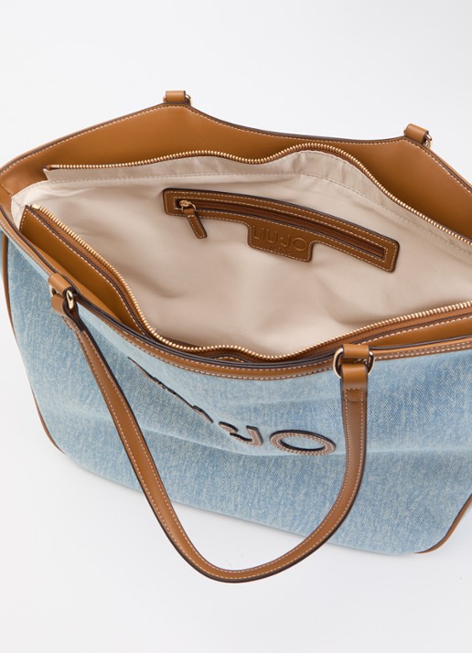 Liu Jo Shopper met logo - detail 2 lichtblauw