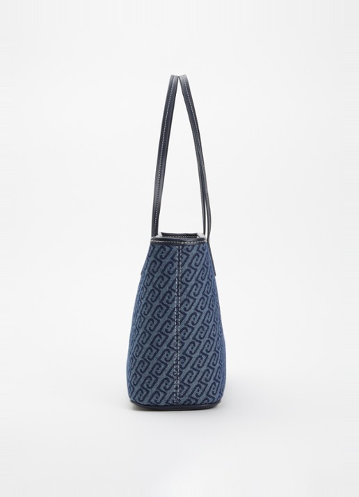 Liu Jo Shopper van denim met logoprint - detail 2 donkerblauw