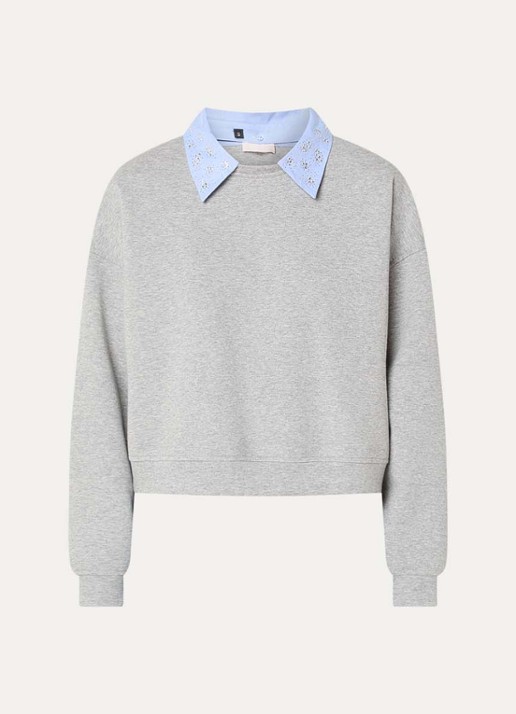Liu Jo Sweater met afneembare kraag en strass - voorkant grijsmele