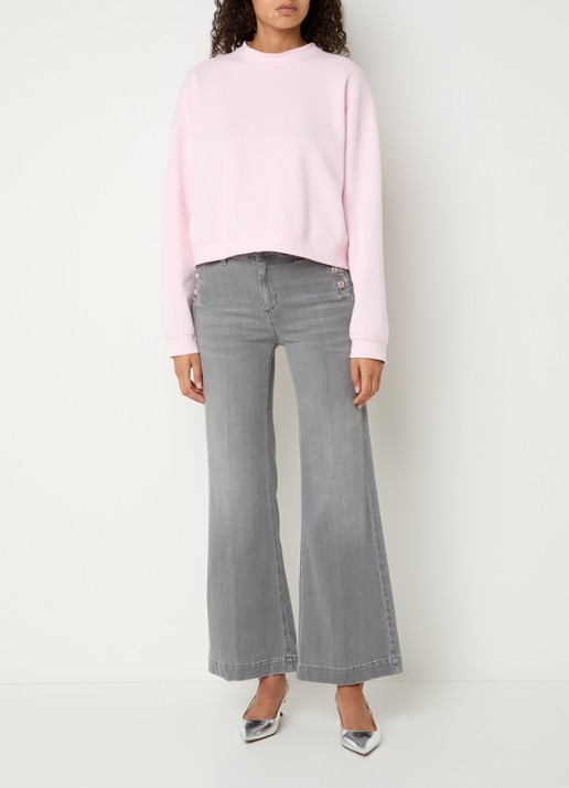 Liu Jo Sweater met afneembare kraag en strass - voorkant 3 zalmroze