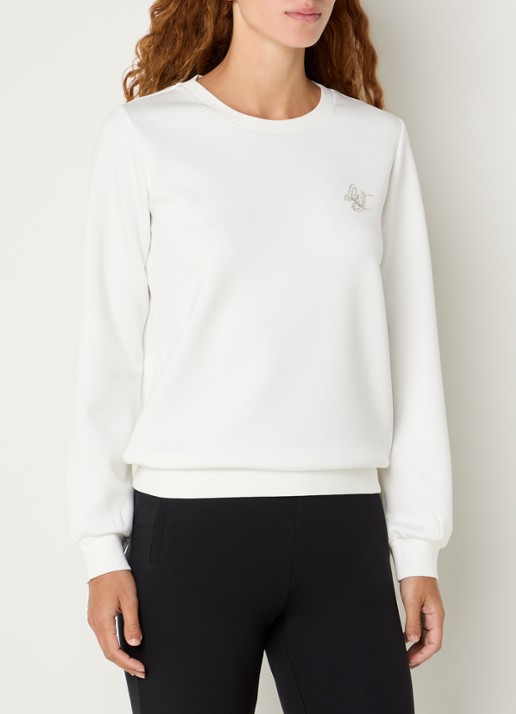 Liu Jo Sweater met logo en ronde hals - detail wit