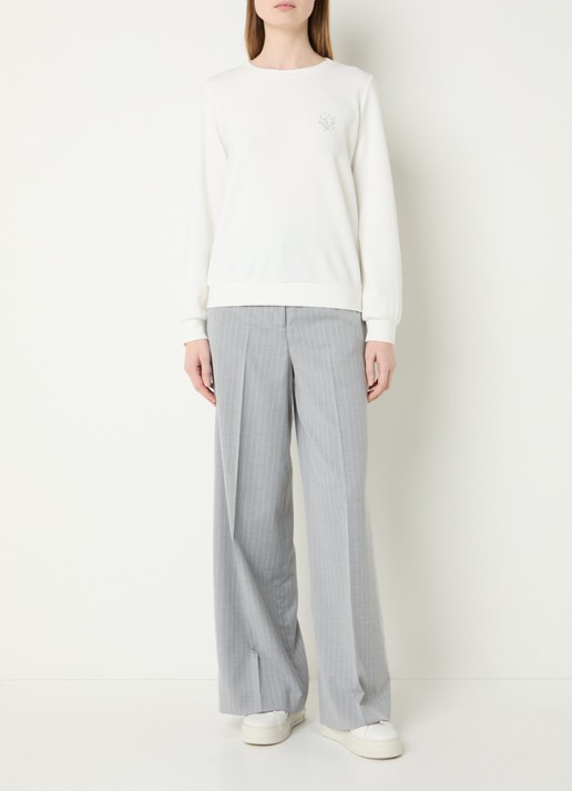 Liu Jo Sweater met logo en strass - voorkant 2 wit