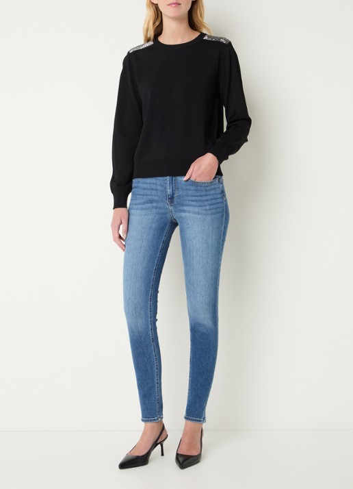 Liu Jo Sweater met strass - voorkant 4 zwart