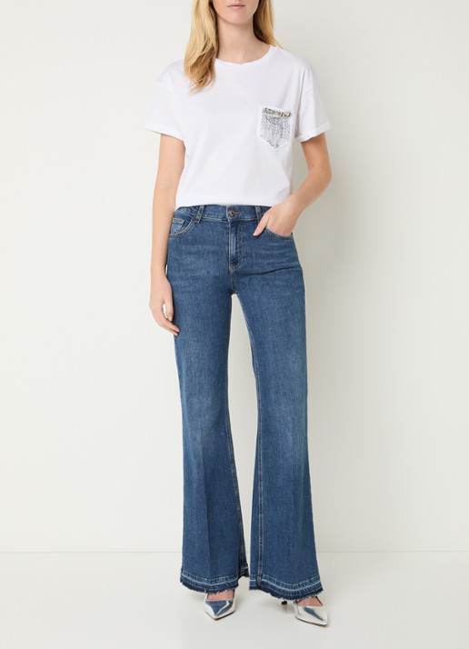 Liu Jo T-shirt met borstzak en strass - voorkant 3 wit