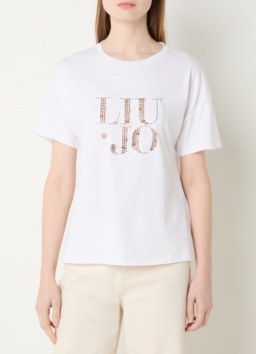 Liu Jo T-shirt met logo en strass