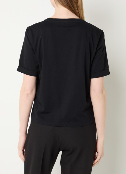 Liu Jo T-shirt met logo en strass - achterkant zwart