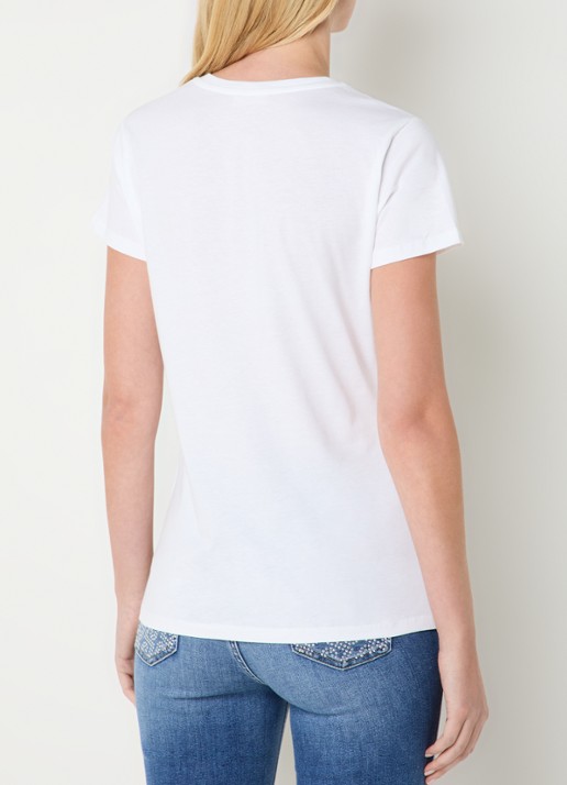 Liu Jo T-shirt met logoprint en strass - achterkant zand