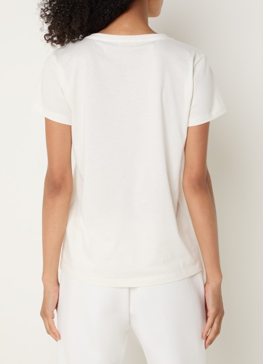 Liu Jo T-shirt met logoprint en strass - achterkant 4 gebroken wit