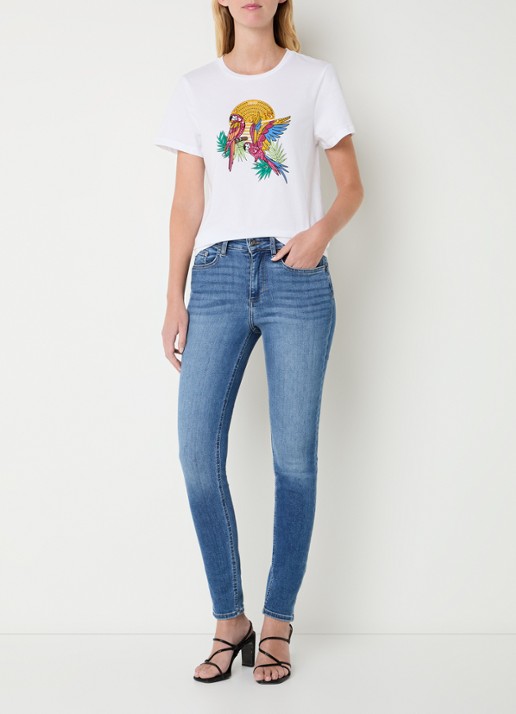 Liu Jo T-shirt met print en imitatieparels - voorkant 3 roze