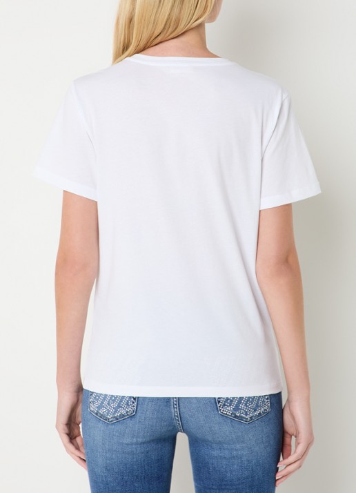 Liu Jo T-shirt met print en imitatieparels - achterkant geel