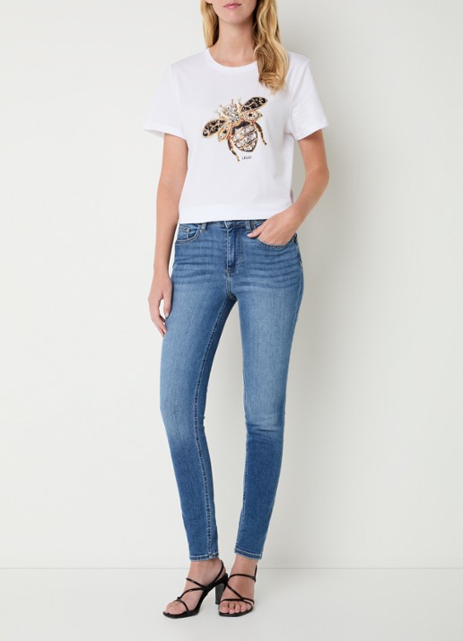 Liu Jo T-shirt met print en imitatieparels - voorkant 4 geel