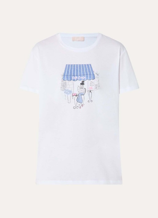 Liu Jo T-shirt met print en strass - voorkant 3 wit