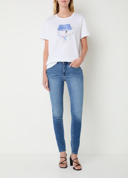 Liu Jo T-shirt met print en strass - voorkant 4 wit