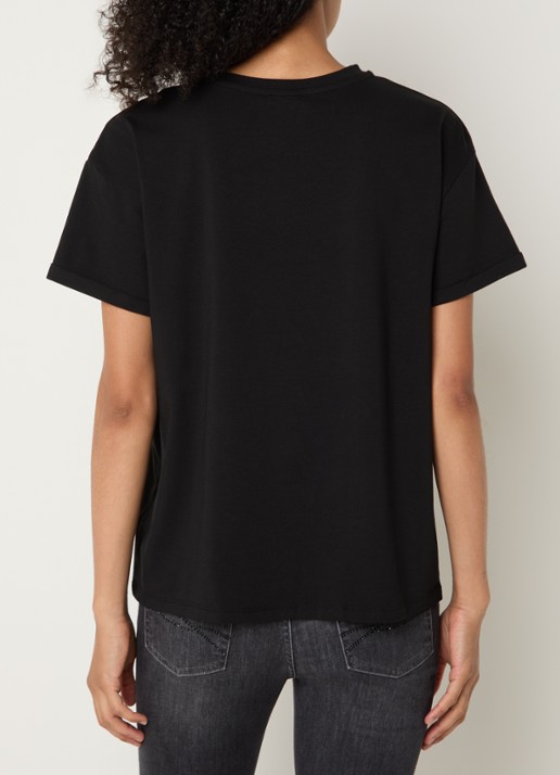 Liu Jo T-shirt met strass en borstzak - achterkant 4 zwart