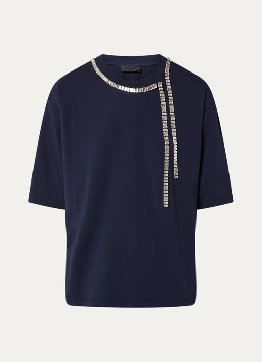 Liu Jo T-shirt met strass - voorkant donkerblauw