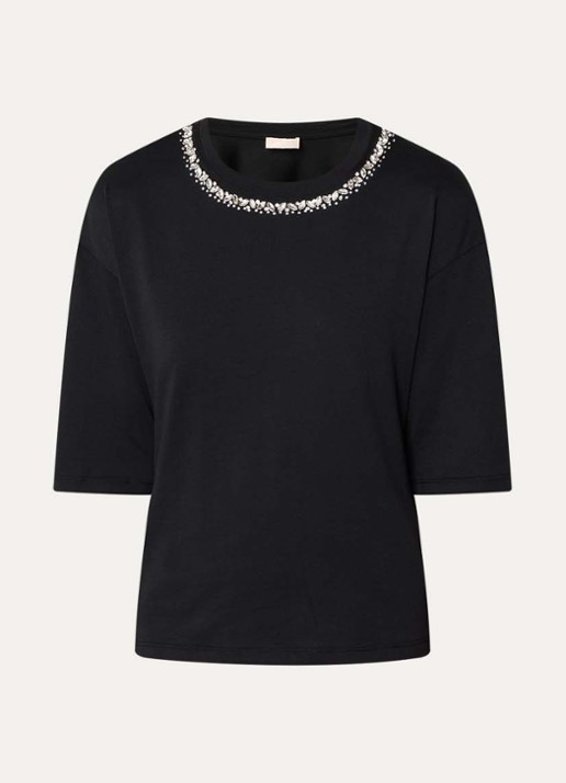 Liu Jo T-shirt met strass - voorkant zwart