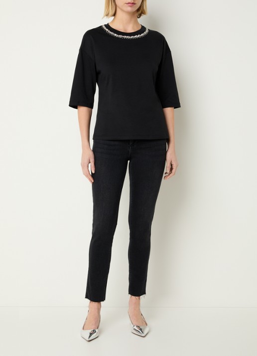 Liu Jo T-shirt met strass - voorkant 2 zwart