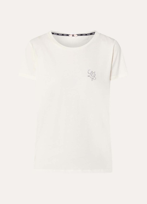 Liu Jo T-shirt met strass - voorkant creme