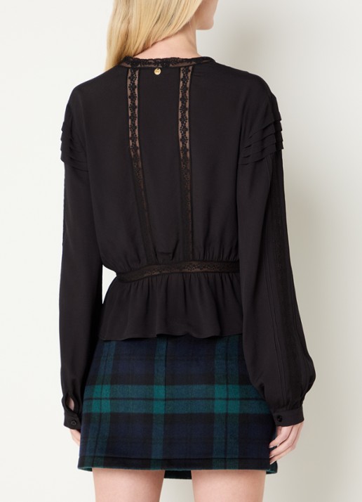Liu Jo Tunic blouse met broderie - achterkant zwart