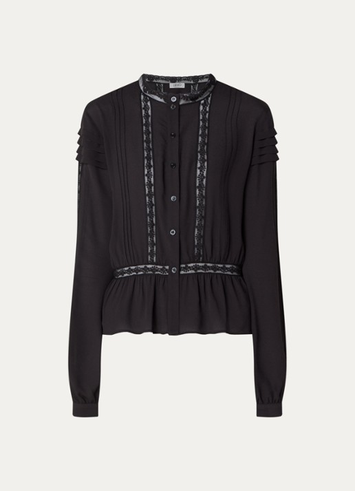 Liu Jo Tunic blouse met broderie - voorkant 2 zwart