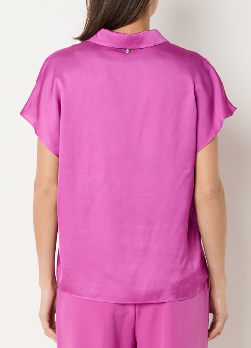 Liu Jo Tuniek van satijn met V-hals - achterkant 2 fuchsia