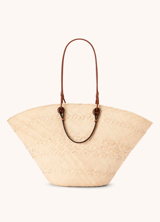 LOEWE Anagram Basket Large shopper met kalfsleren details - achterkant 3 lichtbruin