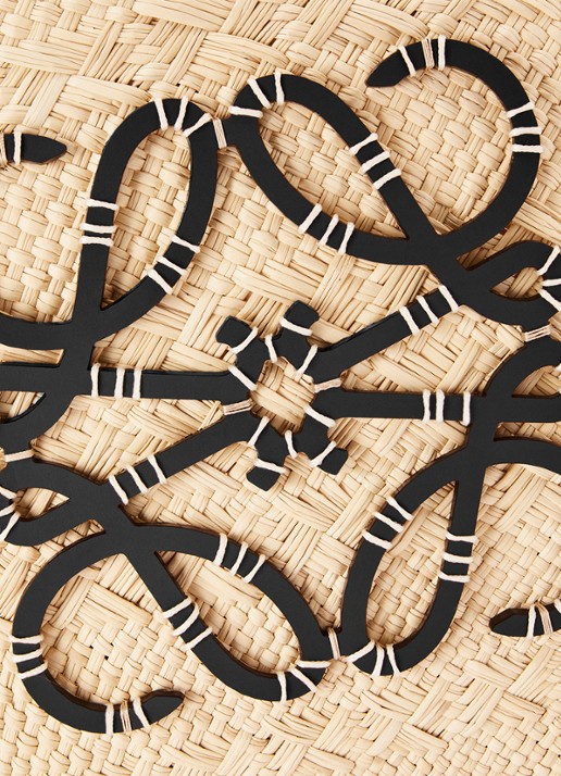 LOEWE Anagram Basket shopper met kalfsleren details - detail 4 zwart