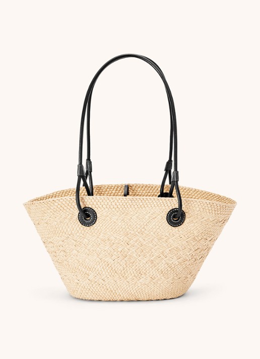 LOEWE Anagram Basket Small shopper met kalfsleren details - detail zwart
