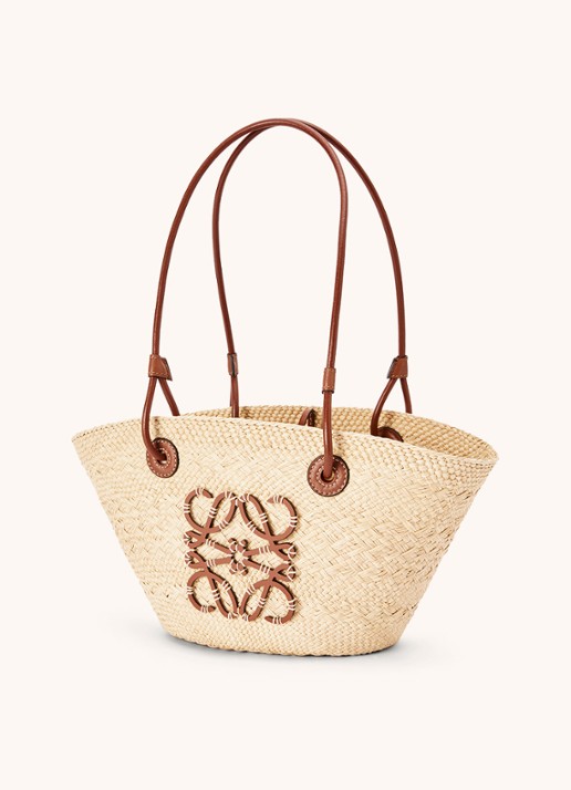 LOEWE Anagram Basket Small shopper met kalfsleren details - achterkant 6 bruin
