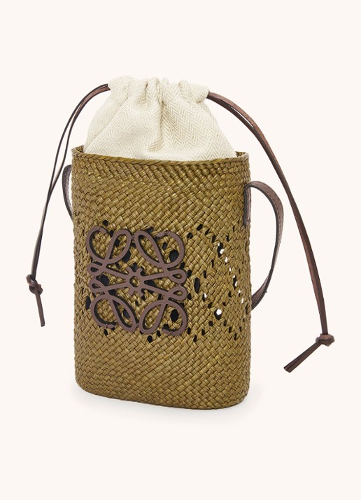 LOEWE Anagram crossbodytas met kalfsleren details - achterkant 5 olijfgroen