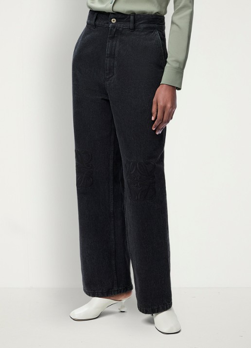 LOEWE Anagram high waist loose fit jeans met logoborduring
