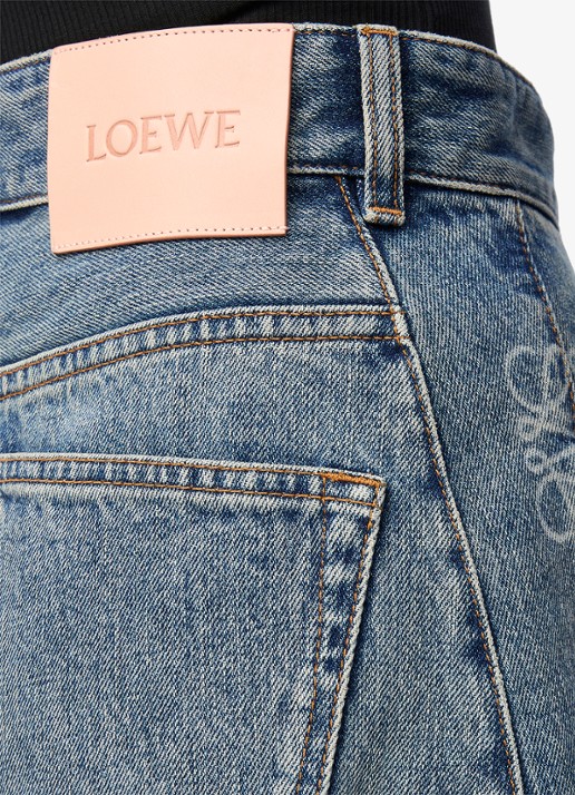 LOEWE Anagram high waist loose fit jeans met medium wassing - detail 2 indigo